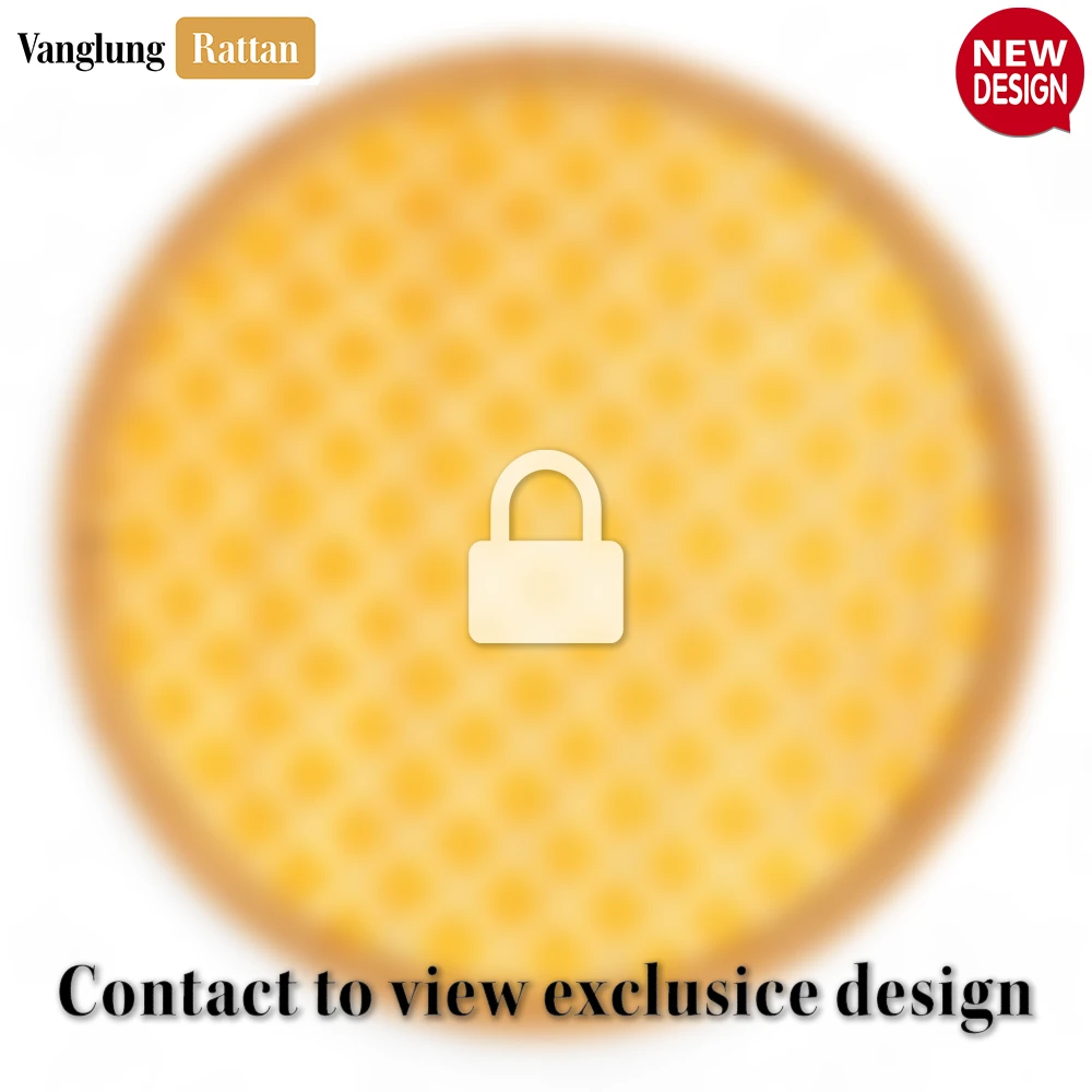 Rattan Export Round Natural Handwoven Bamboo Rattan Placemat with Yellow Geometric Diamond Pattern - REX-UP054024