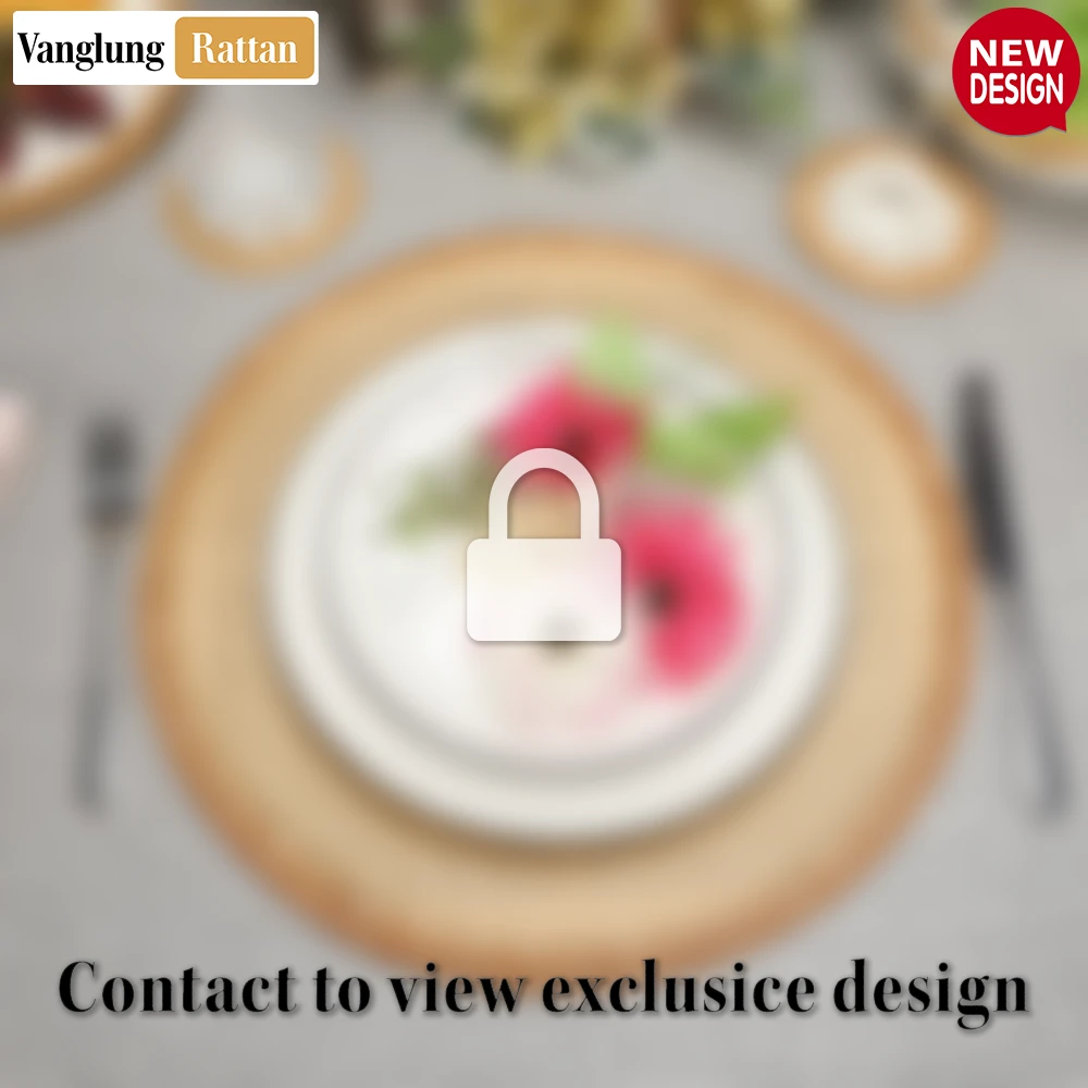 Rattan Export Round Natural Handwoven Bamboo Rattan Placemat with Herringbone Pattern - REX-UP054023