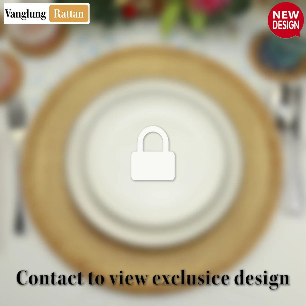 Rattan Export Round Natural Handwoven Bamboo Rattan Placemat with Herringbone Pattern - REX-UP054023