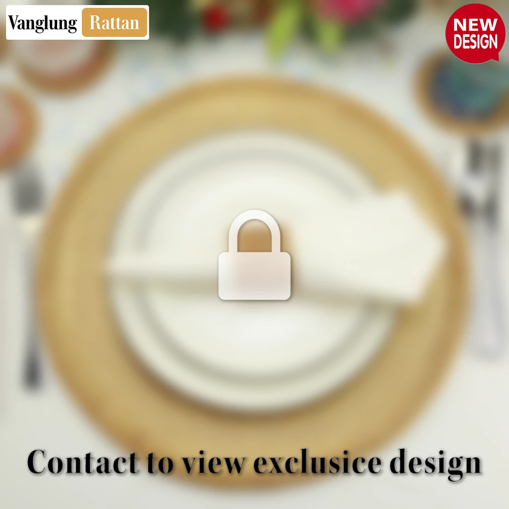 Rattan Export Round Natural Handwoven Bamboo Rattan Placemat with Herringbone Pattern - REX-UP054023
