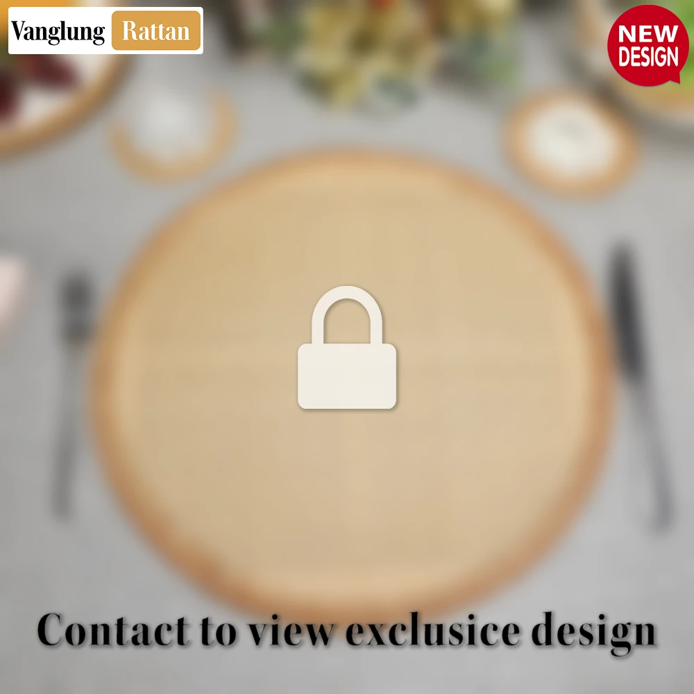 Rattan Export Round Natural Handwoven Bamboo Rattan Placemat with Herringbone Pattern - REX-UP054023
