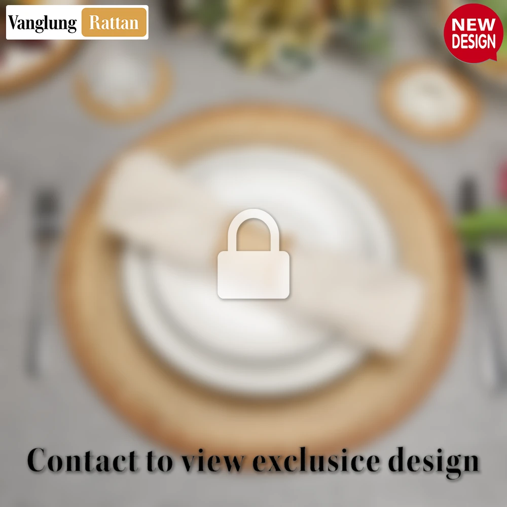 Rattan Export Round Natural Handwoven Bamboo Rattan Placemat with Herringbone Pattern - REX-UP054023