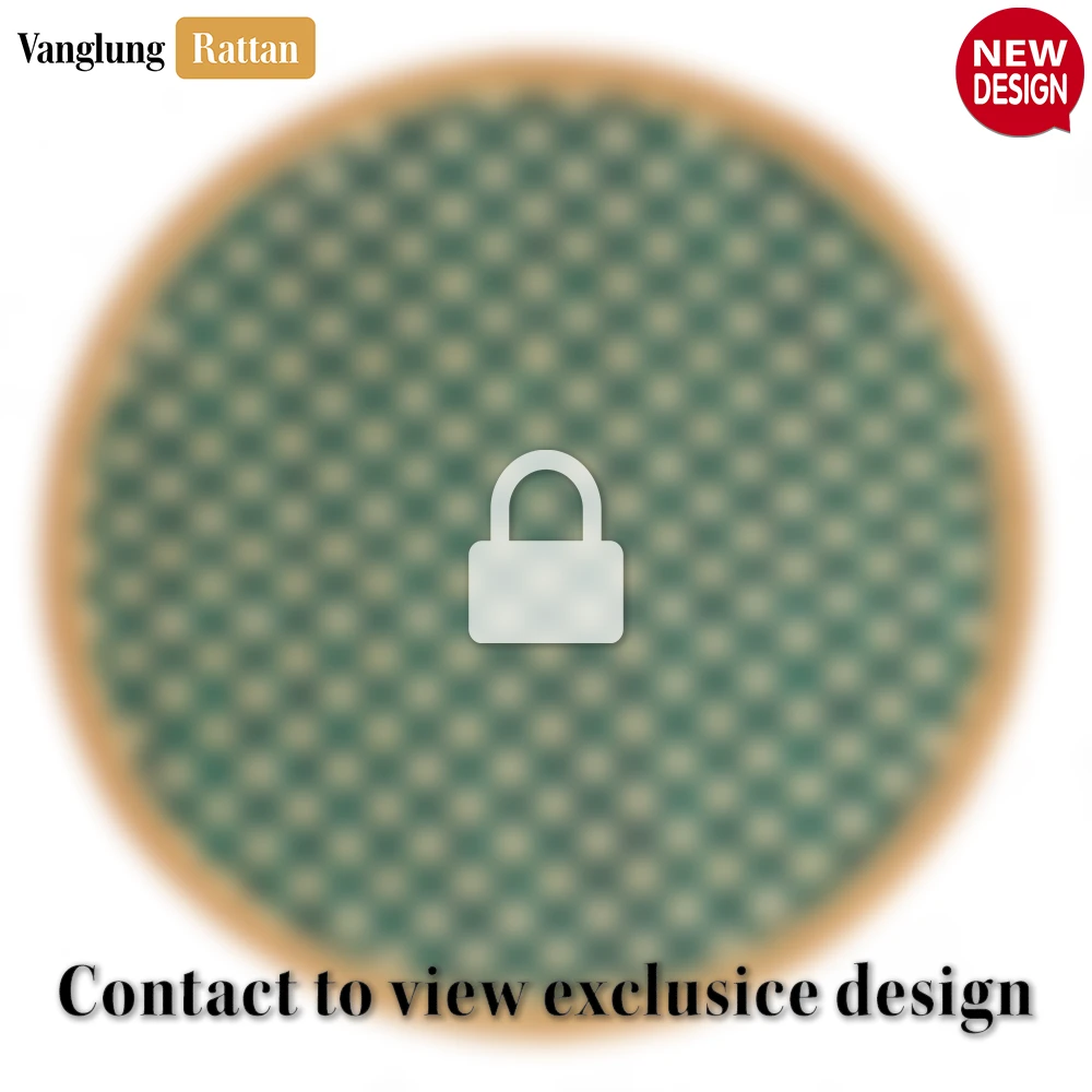 Rattan Export Round Natural Handwoven Bamboo Rattan Placemat with Green Geometric Diamond Pattern - REX-UP054019