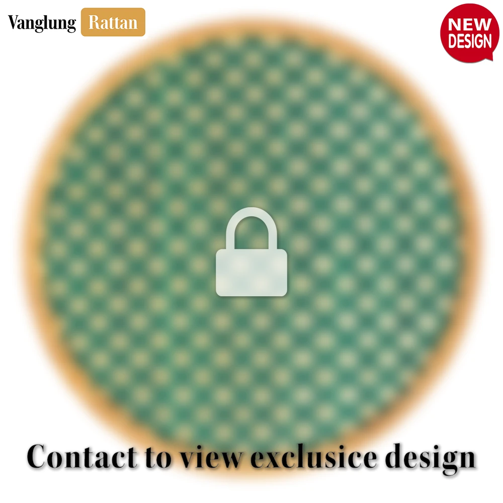 Rattan Export Round Natural Handwoven Bamboo Rattan Placemat with Green Geometric Diamond Pattern - REX-UP054019