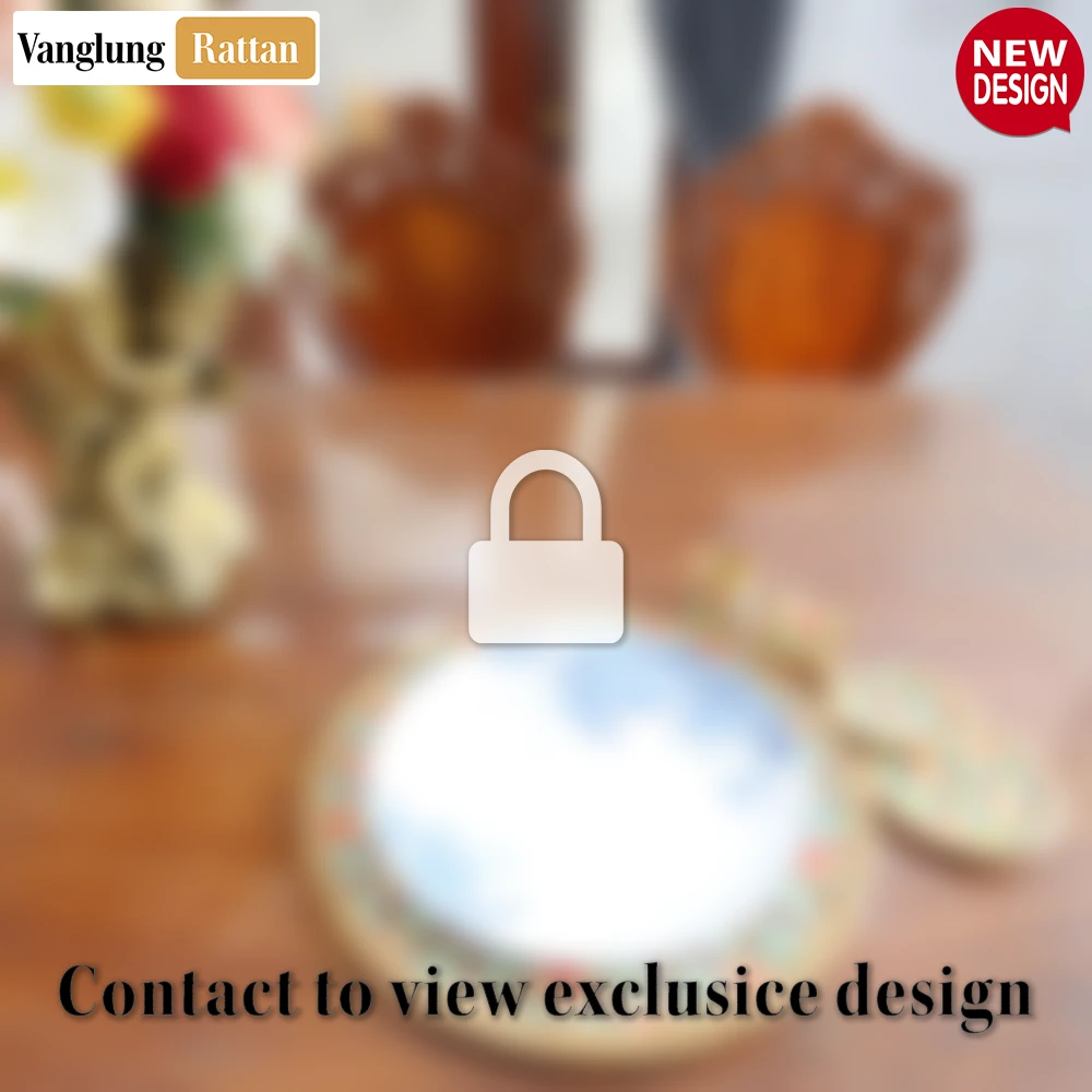 Rattan Export Round Eco-friendly Handwoven Bamboo Rattan Placemat with Geometric Star Weave - REX-UP054018