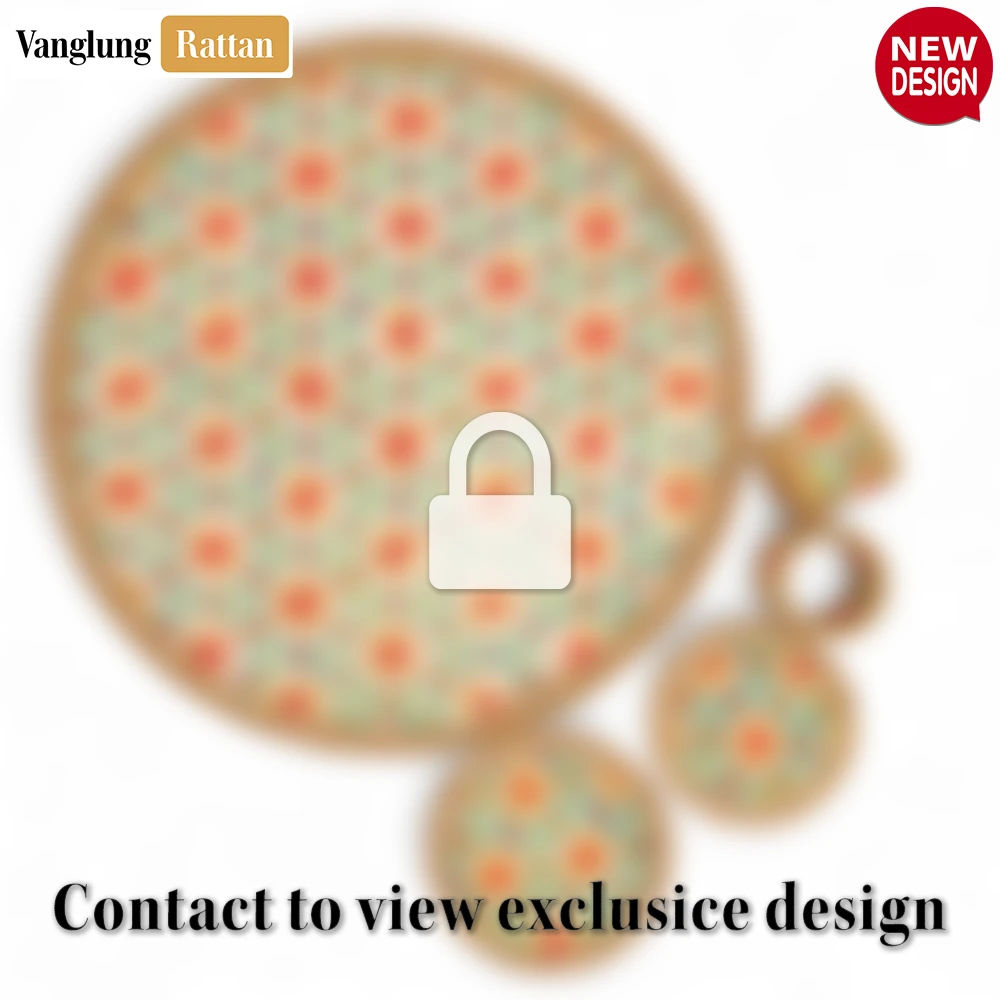 Rattan Export Round Eco-friendly Handwoven Bamboo Rattan Placemat with Geometric Star Weave - REX-UP054018