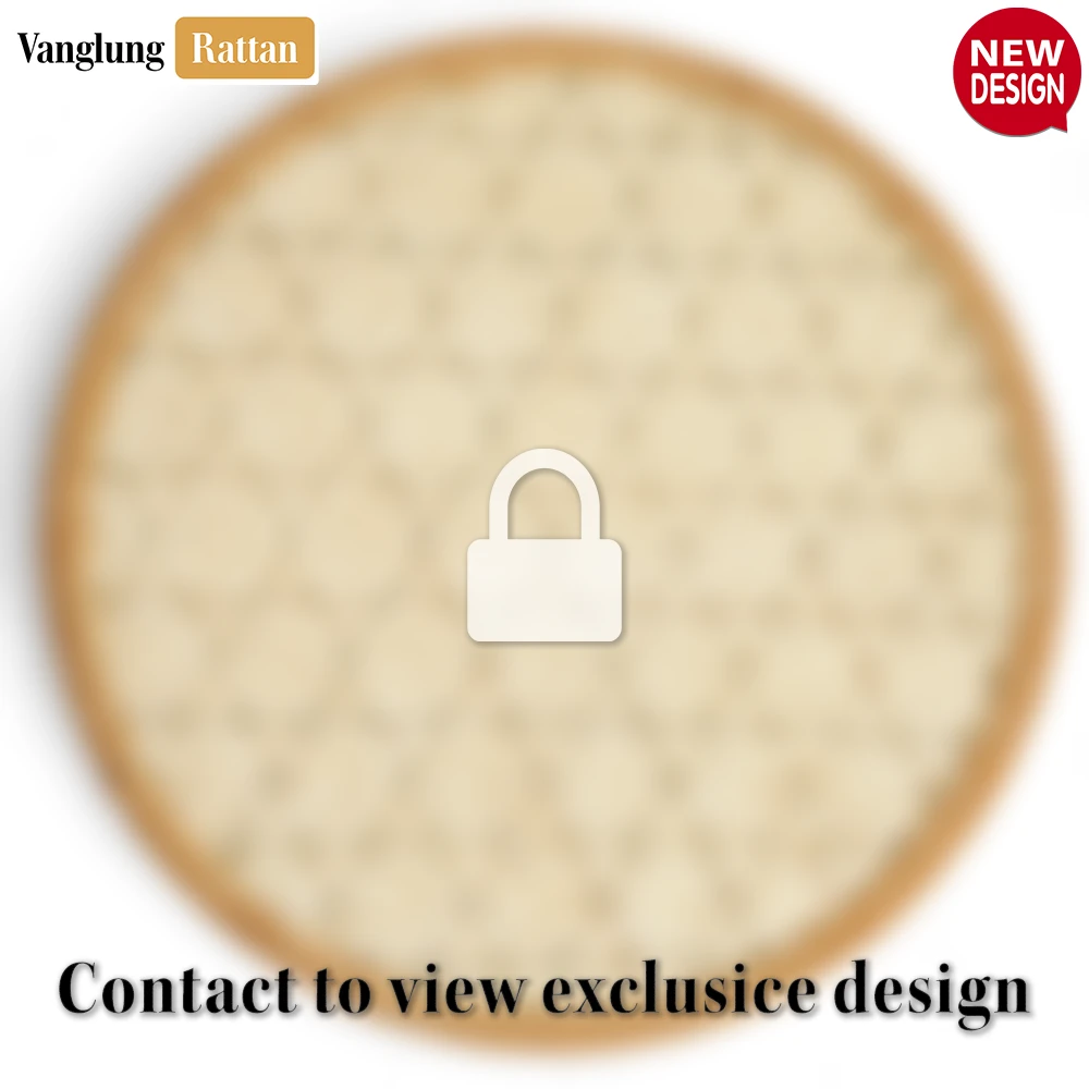 Rattan Export Round Green Handwoven Bamboo Rattan Placemat with Natural Geometric Star Weave - REX-UP054017