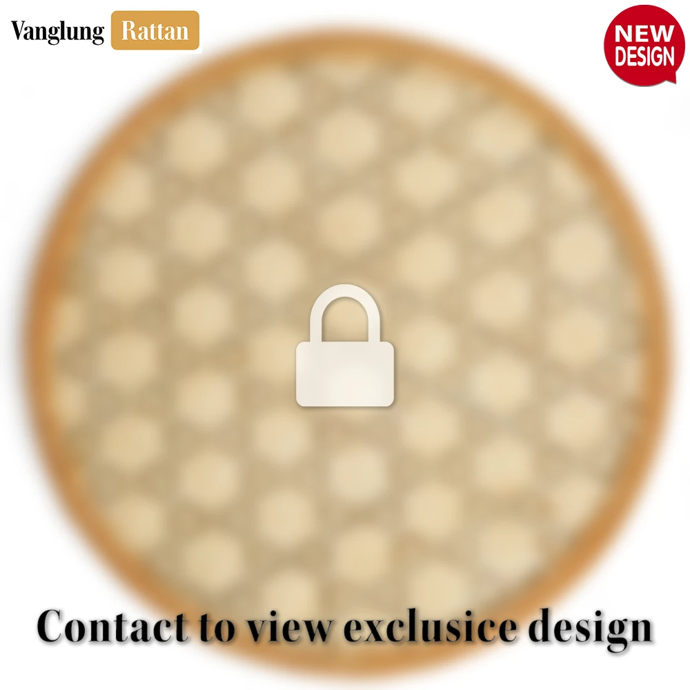 Rattan Export Round Green Handwoven Bamboo Rattan Placemat with Natural Geometric Star Weave - REX-UP054017