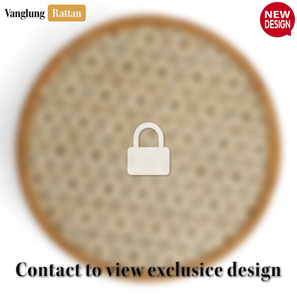Rattan Export Round Green Handwoven Bamboo Rattan Placemat with Natural Geometric Star Weave - REX-UP054017