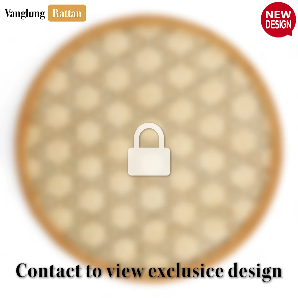 Rattan Export Round Green Handwoven Bamboo Rattan Placemat with Natural Geometric Star Weave - REX-UP054017