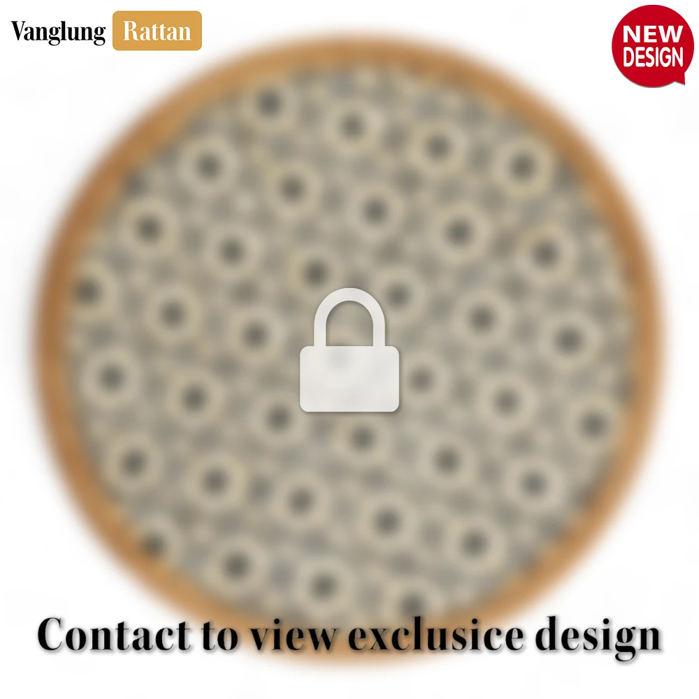 Rattan Export Round Green Handwoven Bamboo Rattan Placemat with Natural Geometric Star Weave - REX-UP054017