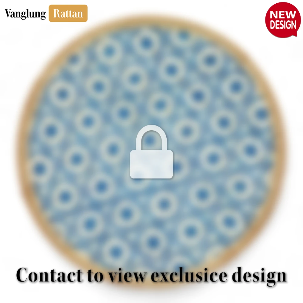 Rattan Export Round Handwoven Bamboo Rattan Placemat with Blue Hexagon Weave - REX-UP054016