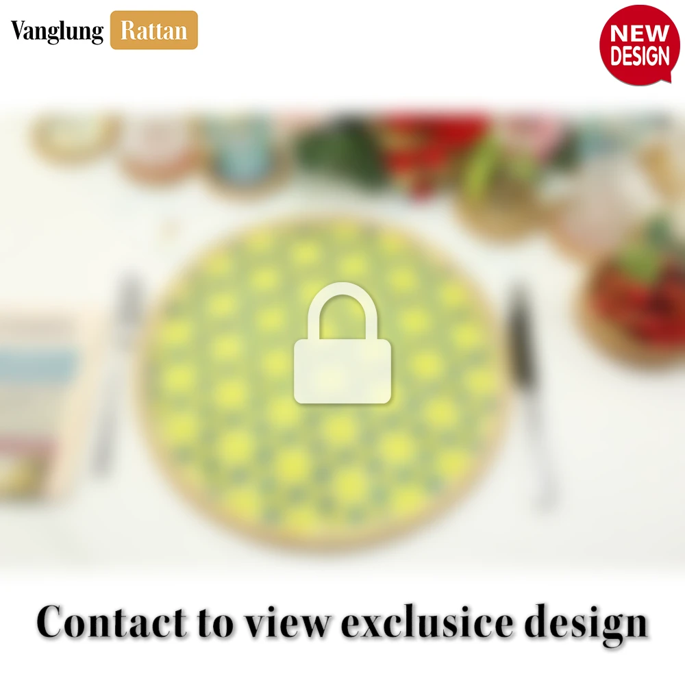 Rattan Export Round Handwoven Bamboo Rattan Placemat with Geometric Star Weave - REX-UP054015