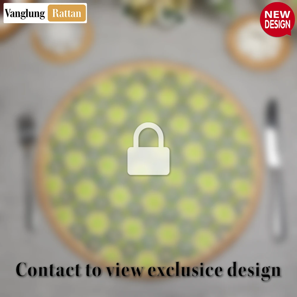 Rattan Export Round Handwoven Bamboo Rattan Placemat with Geometric Star Weave - REX-UP054015