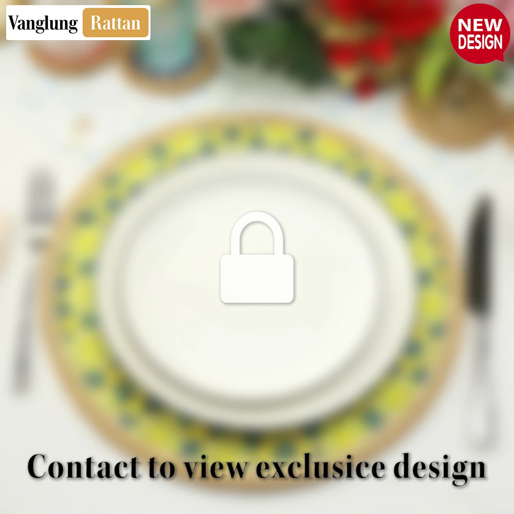 Rattan Export Round Handwoven Bamboo Rattan Placemat with Geometric Star Weave - REX-UP054015