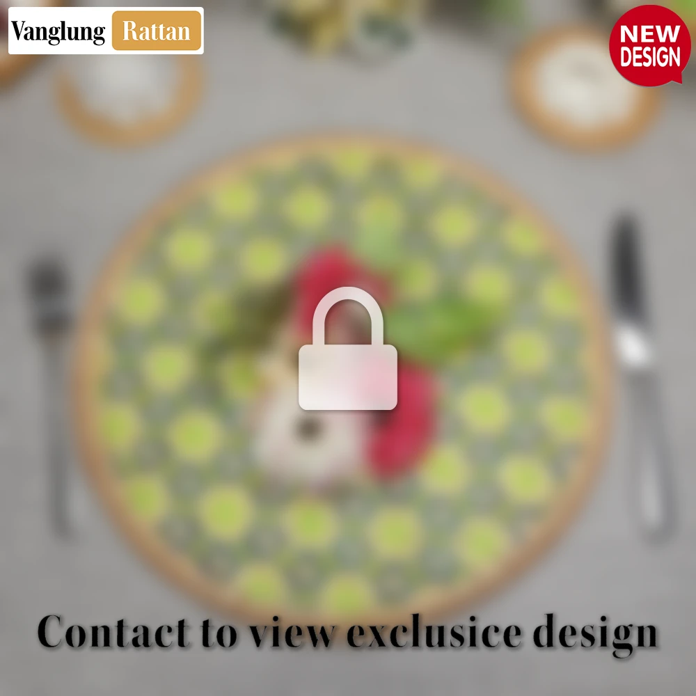 Rattan Export Round Handwoven Bamboo Rattan Placemat with Geometric Star Weave - REX-UP054015