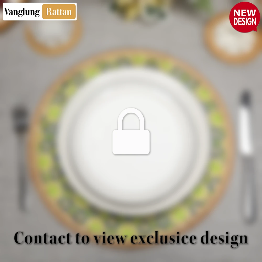 Rattan Export Round Handwoven Bamboo Rattan Placemat with Geometric Star Weave - REX-UP054015