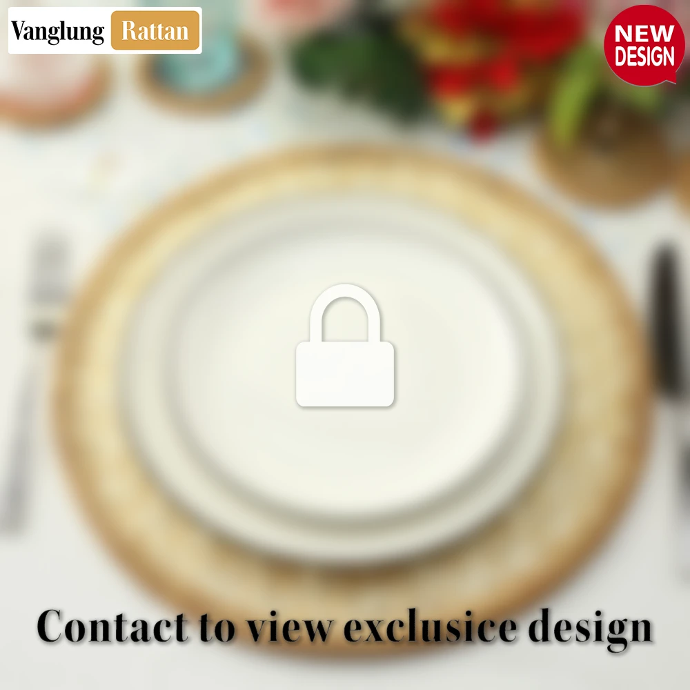 Rattan Export Round Natural Handwoven Bamboo Rattan Placemat with Intricate Star Weave - REX-UP054014