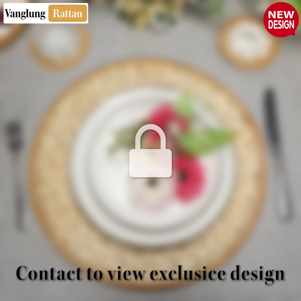 Rattan Export Round Natural Handwoven Bamboo Rattan Placemat with Intricate Star Weave - REX-UP054014