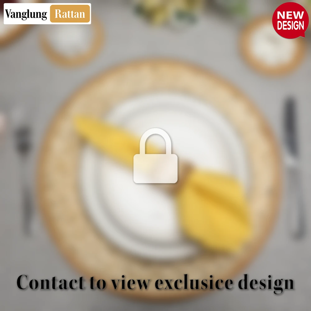 Rattan Export Round Natural Handwoven Bamboo Rattan Placemat with Intricate Star Weave - REX-UP054014