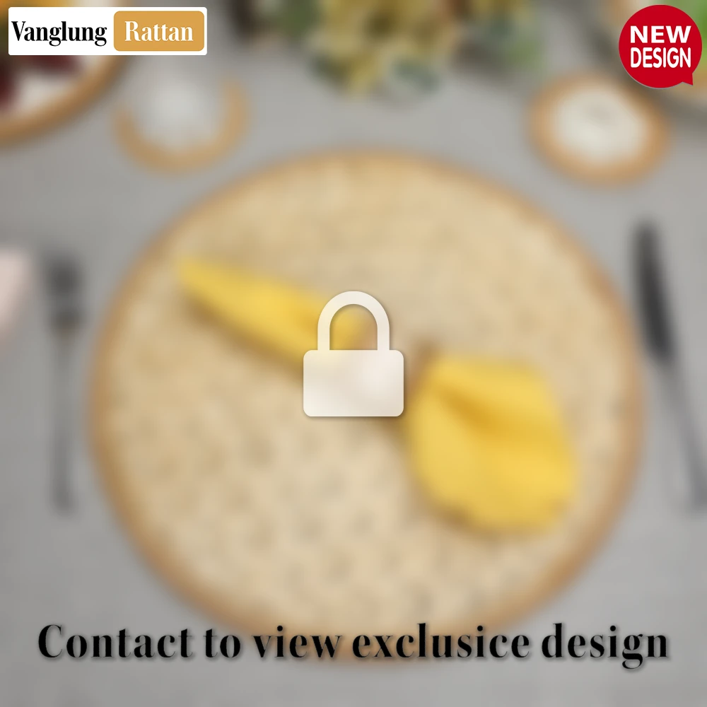 Rattan Export Round Natural Handwoven Bamboo Rattan Placemat with Intricate Star Weave - REX-UP054014