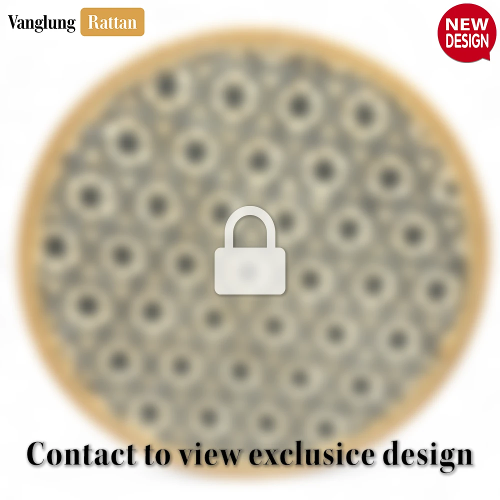 Rattan Export Round Natural Handwoven Bamboo Rattan Placemat with Black Hexagon Pattern - REX-UP054012