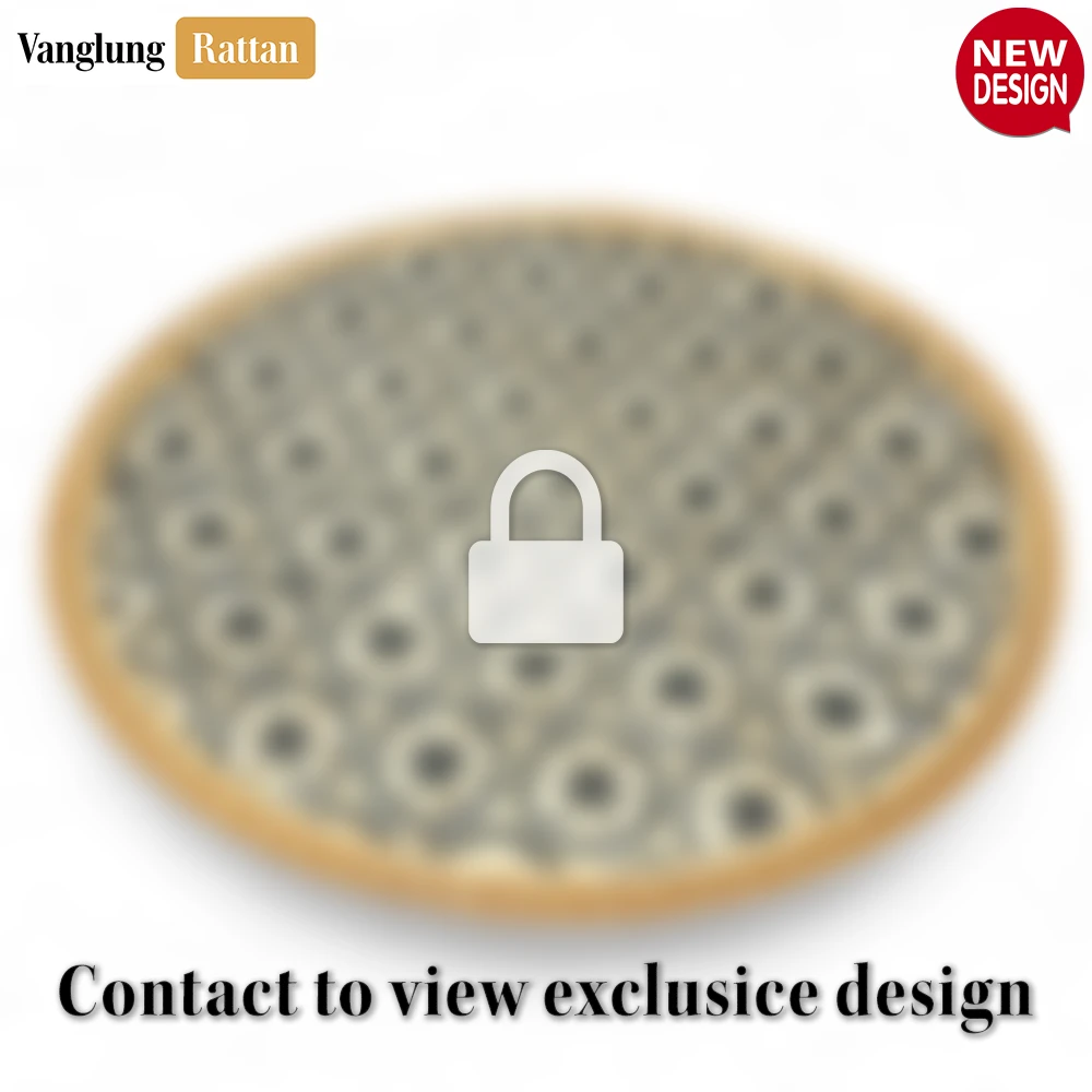 Rattan Export Round Natural Handwoven Bamboo Rattan Placemat with Black Hexagon Pattern - REX-UP054012