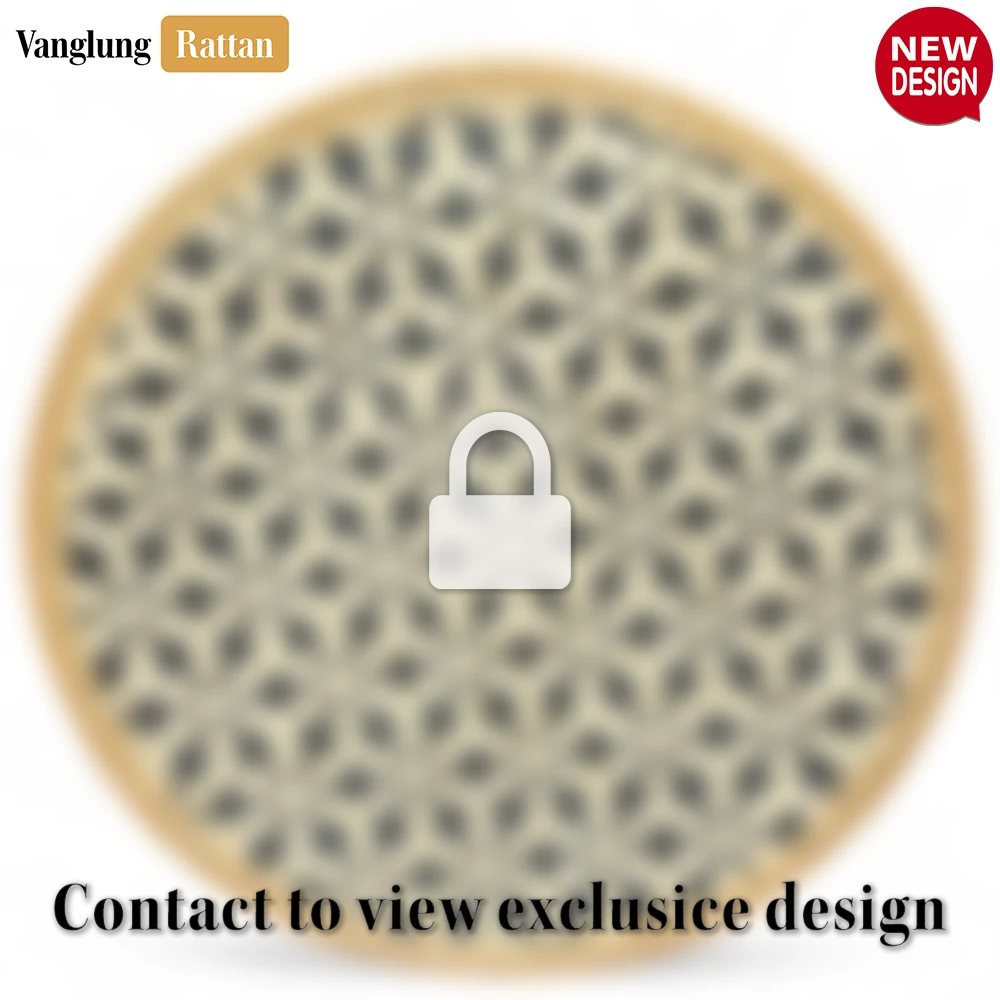Rattan Export Round Natural Handwoven Bamboo Rattan Placemat with Black Hexagon Pattern - REX-UP054012