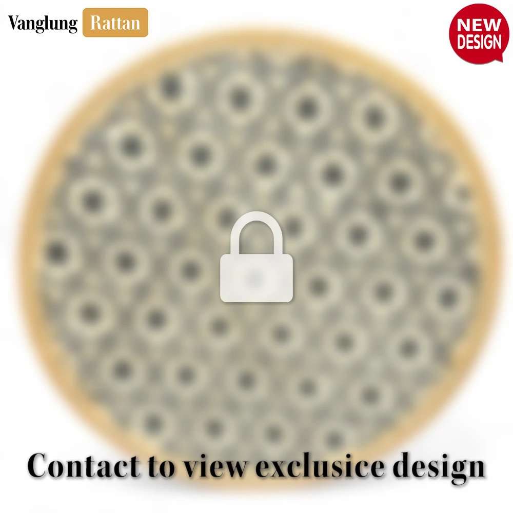 Rattan Export Round Natural Handwoven Bamboo Rattan Placemat with Black Hexagon Pattern - REX-UP054012