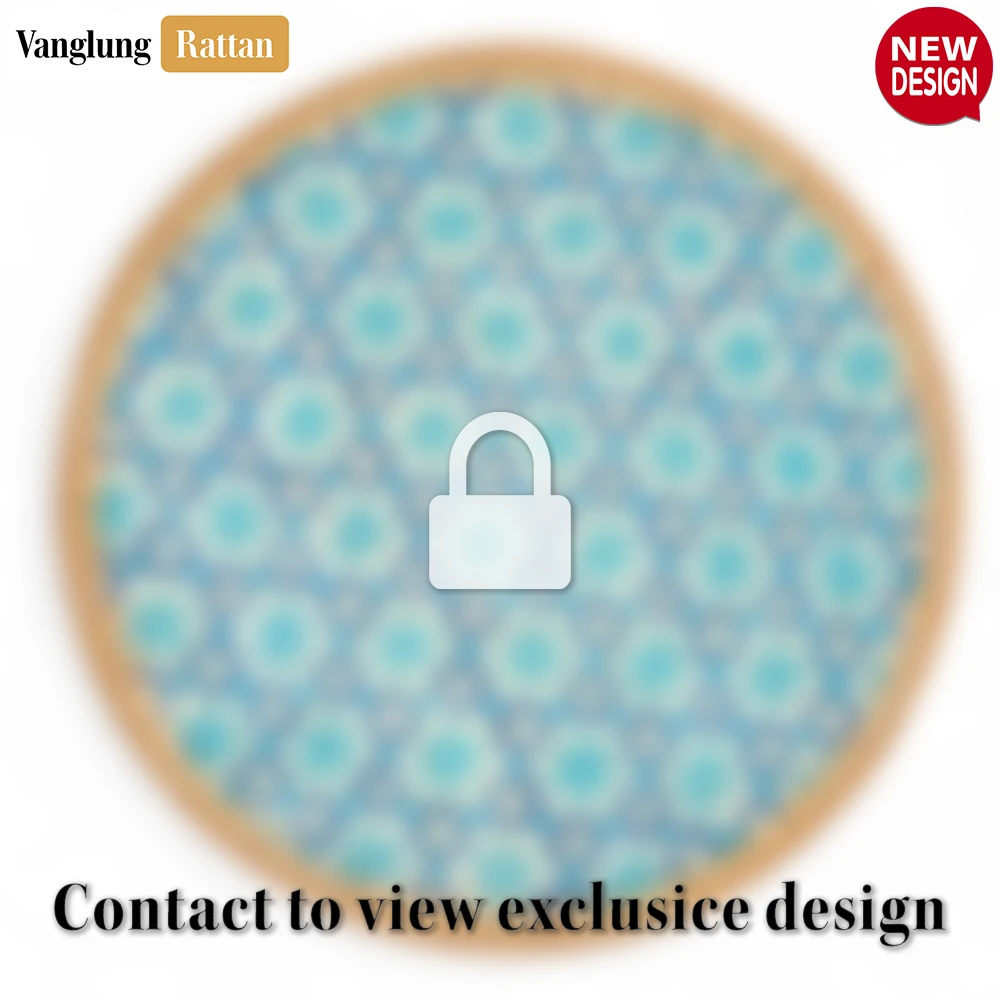 Rattan Export Round Natural Handwoven Bamboo Rattan Placemat with Blue Star Pattern - REX-UP054011