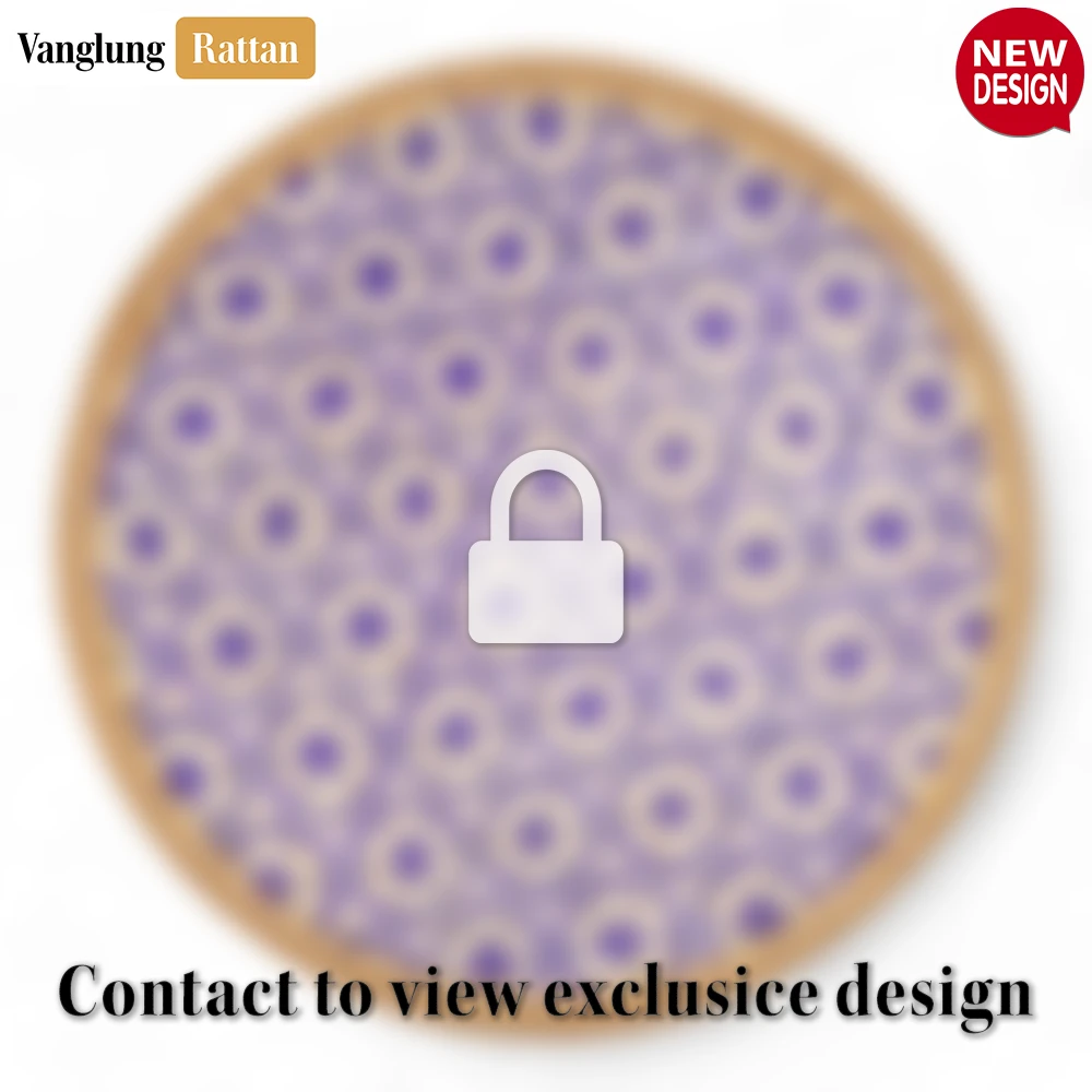 Rattan Export Round Natural Handwoven Bamboo Rattan Placemat with Purple Hexagon Star Pattern - REX-UP054009-P