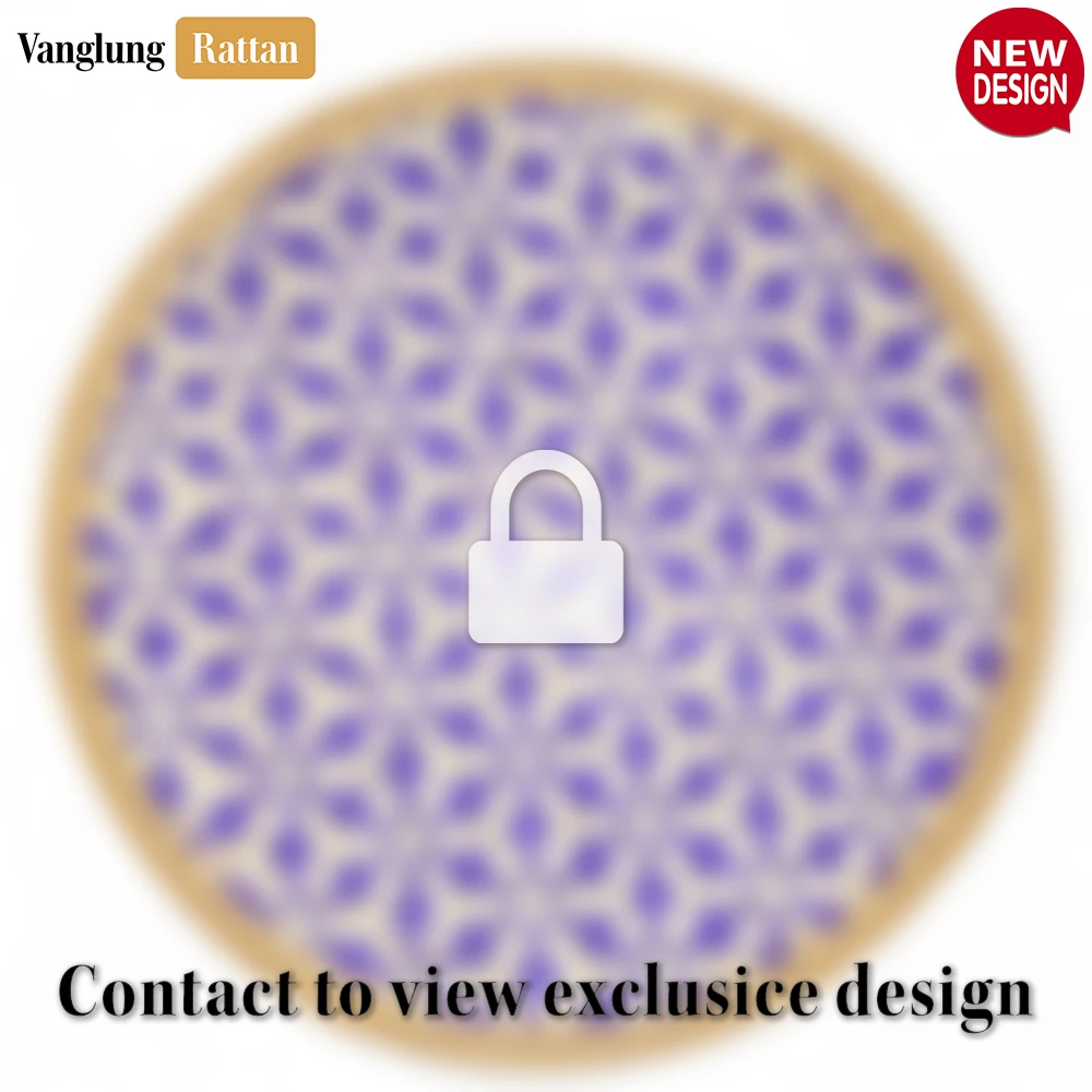 Rattan Export Round Natural Handwoven Bamboo Rattan Placemat with Purple Hexagon Star Pattern - REX-UP054009-P