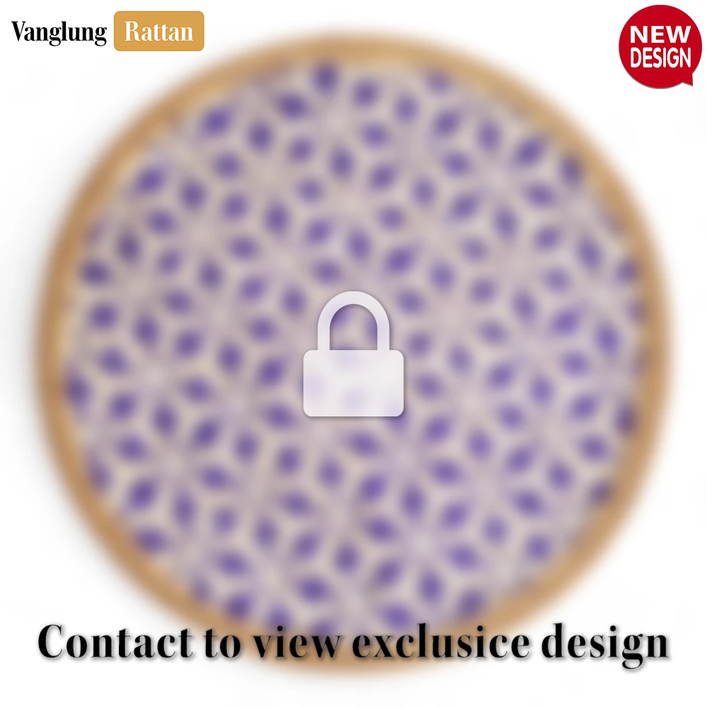 Rattan Export Round Natural Handwoven Bamboo Rattan Placemat with Purple Hexagon Star Pattern - REX-UP054009-P