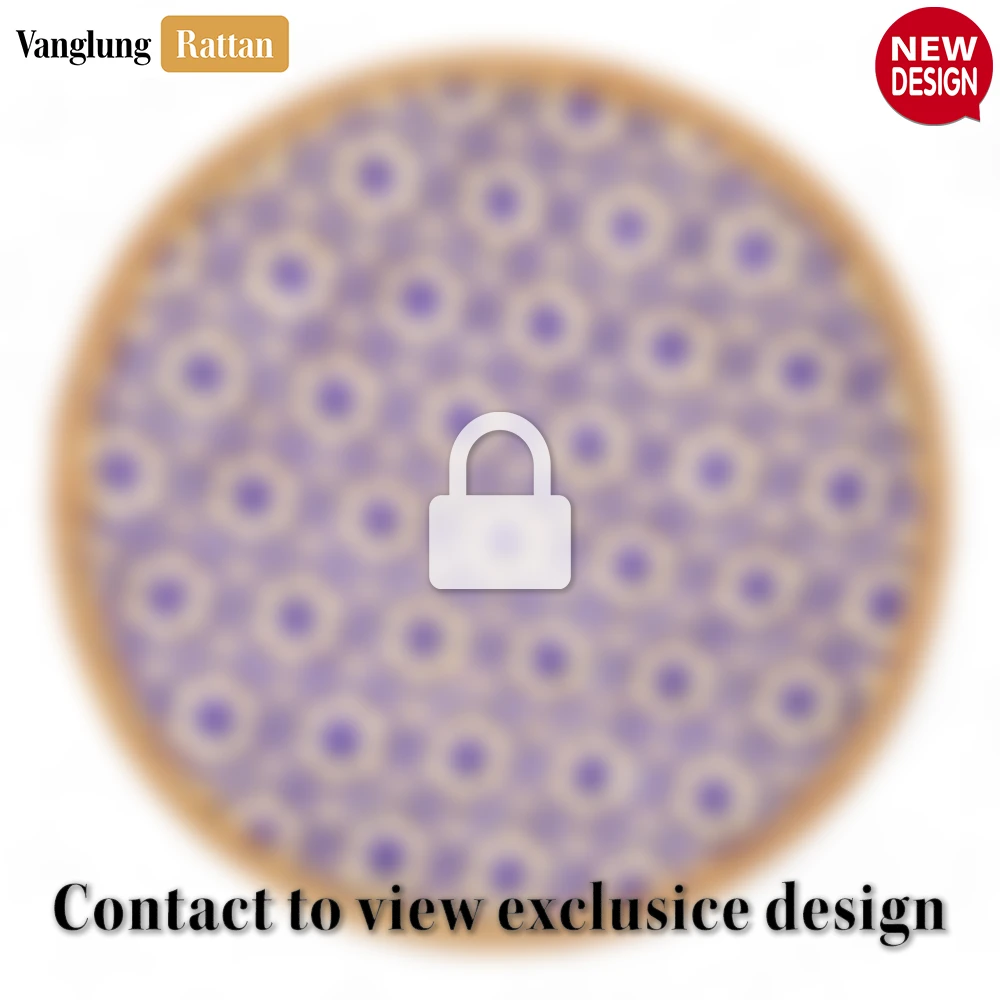 Rattan Export Round Natural Handwoven Bamboo Rattan Placemat with Purple Hexagon Star Pattern - REX-UP054009-P
