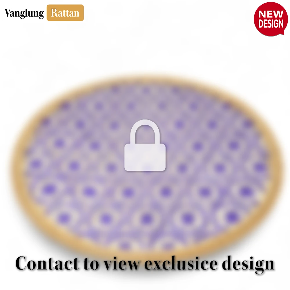 Rattan Export Round Natural Handwoven Bamboo Rattan Placemat with Purple Hexagon Star Pattern - REX-UP054009-P