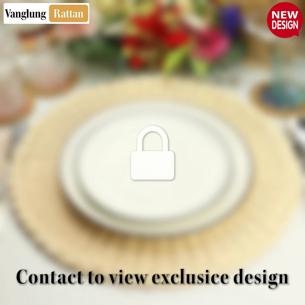 Rattan Export Round Natural Handwoven Rattan Placemat with Wavy Edge - REX-UP034021