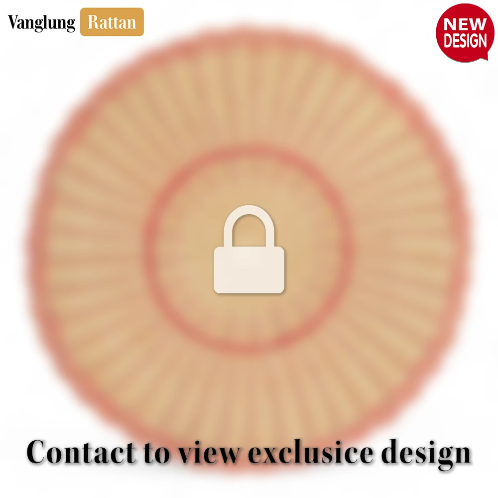 Rattan Export Round Natural Woven Rattan Placemat with Red Wavy Trim - REX-UP034020