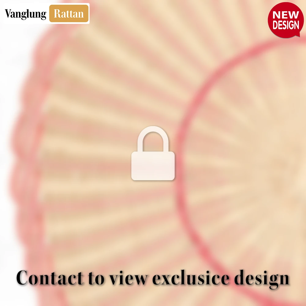 Rattan Export Round Natural Woven Rattan Placemat with Red Wavy Trim - REX-UP034020