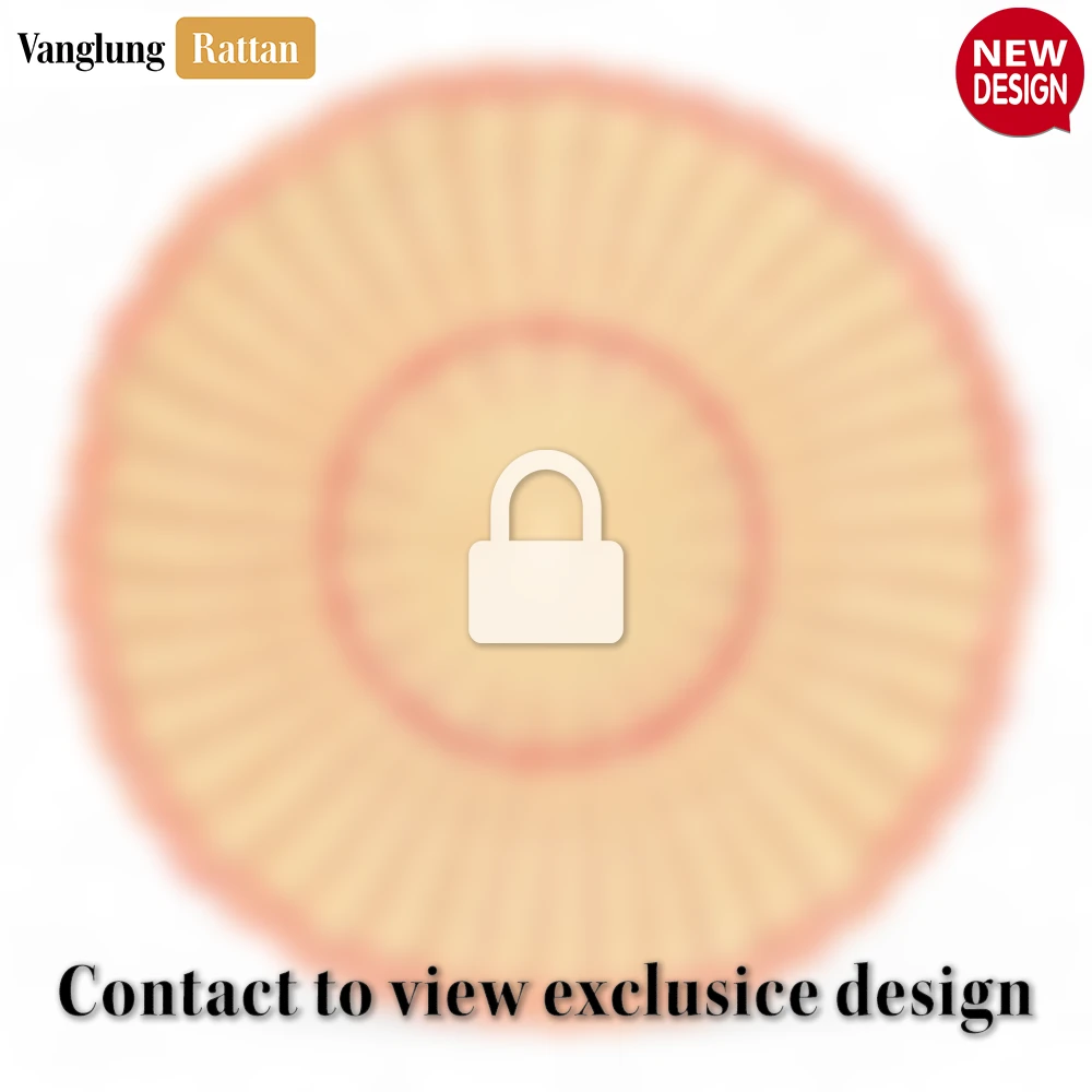 Rattan Export Round Natural Woven Rattan Placemat with Red Wavy Trim - REX-UP034020