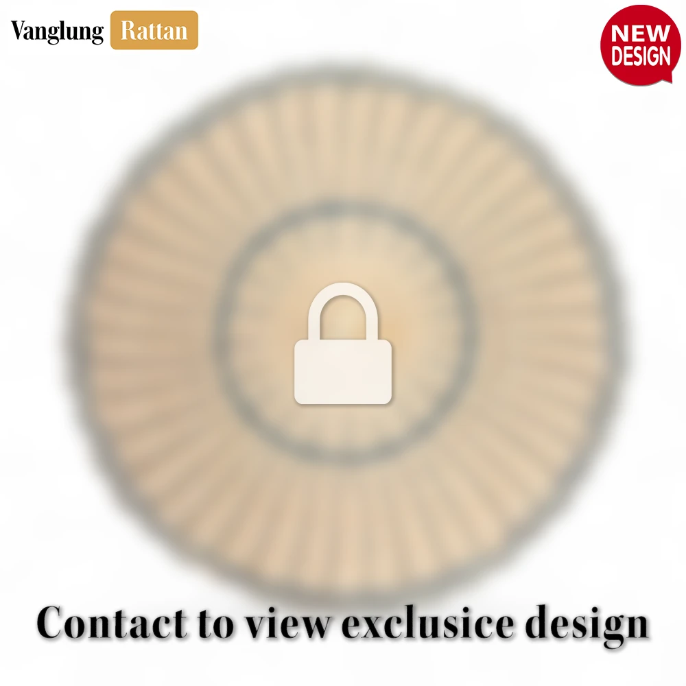 Rattan Export Round Woven Rattan Placemat with Blue Coastal Trim - REX-UP034019
