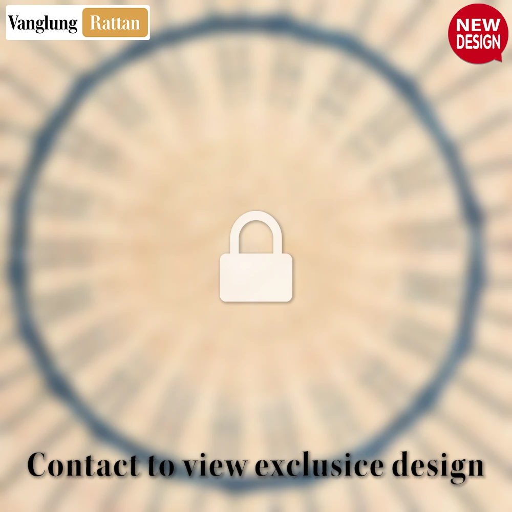 Rattan Export Round Woven Rattan Placemat with Blue Coastal Trim - REX-UP034019