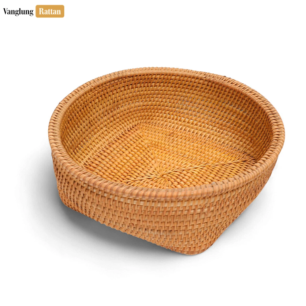 Rattan Export Eco-friendly Handwoven Green Straw Rattan Serving Bowl - REX-TW01BL0034