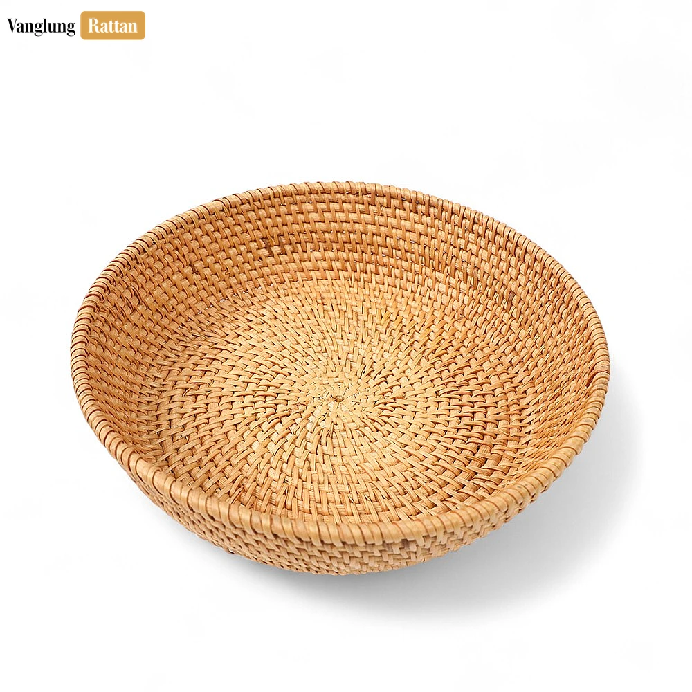 Rattan Export Handwoven Manufacture Natural Straw Rattan Serving Bowl - REX-TW01BL0015N