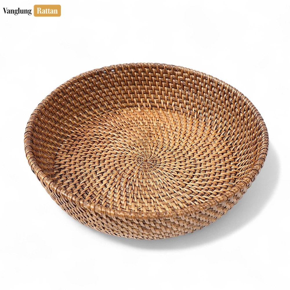 Rattan Export Handwoven Manufacture Brown Straw Rattan Serving Bowl - REX-TW01BL0015DD