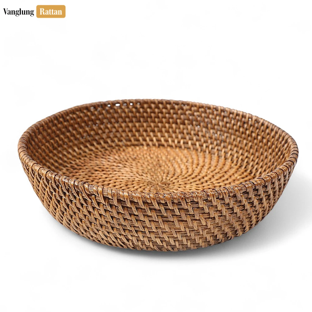 Rattan Export Handwoven Manufacture Brown Straw Rattan Serving Bowl - REX-TW01BL0015DD