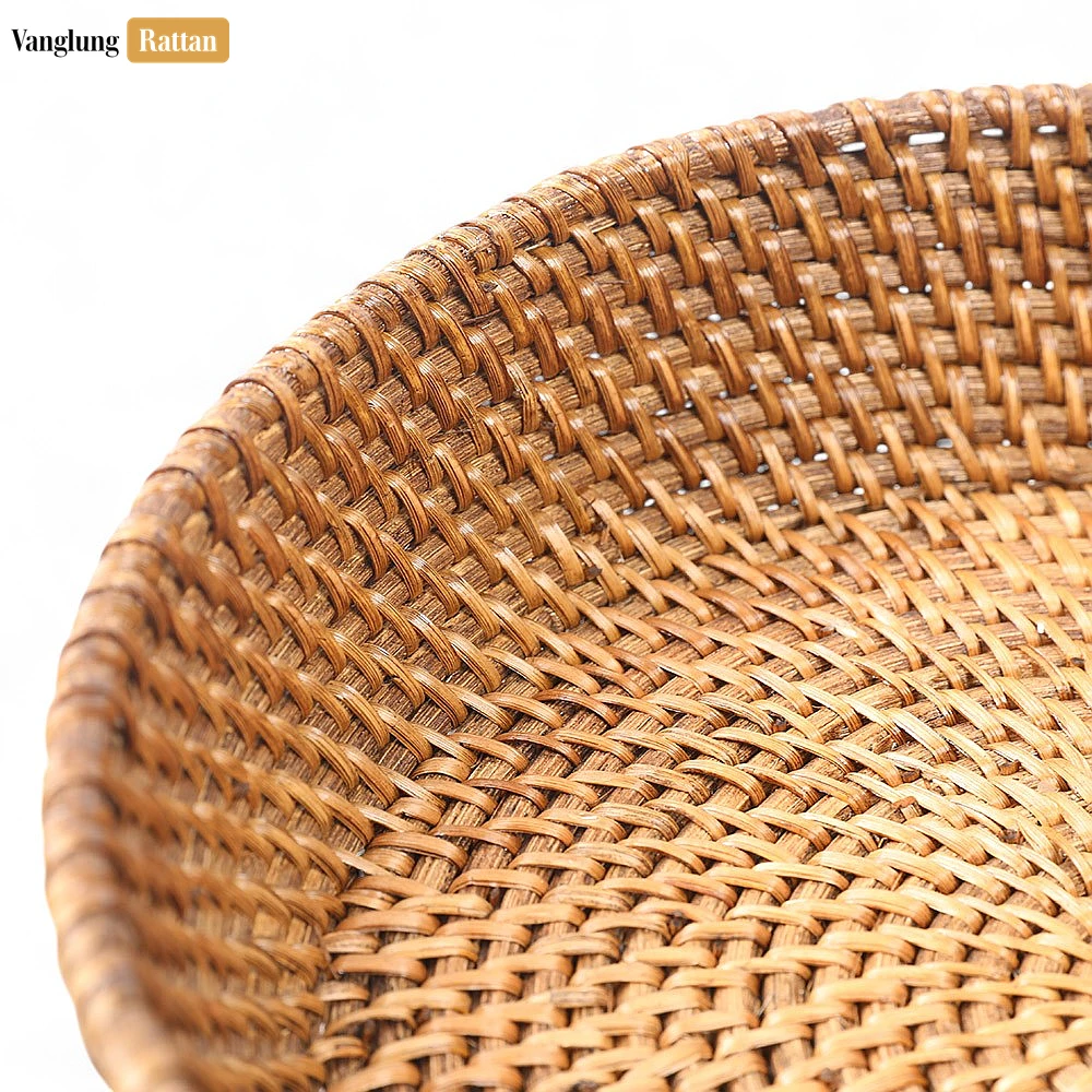 Rattan Export Handwoven Manufacture Brown Straw Rattan Serving Bowl - REX-TW01BL0015DD