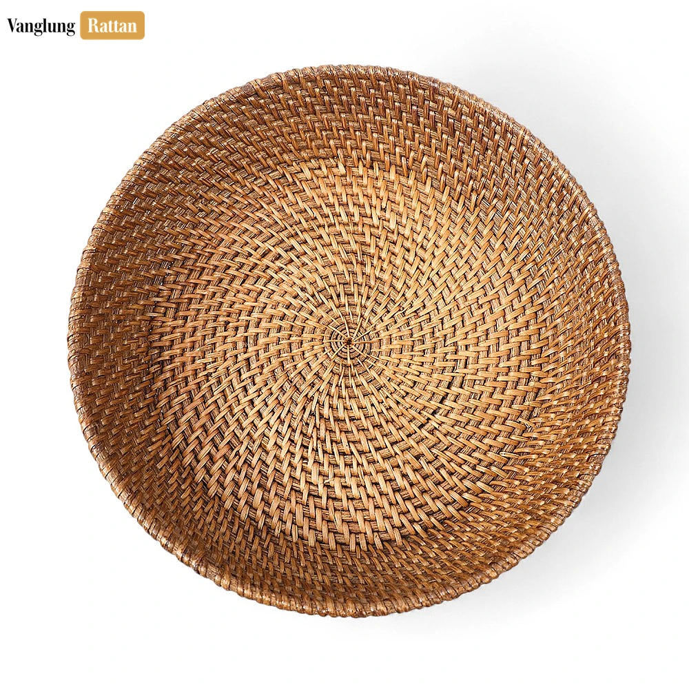 Rattan Export Handwoven Manufacture Brown Straw Rattan Serving Bowl - REX-TW01BL0015DD
