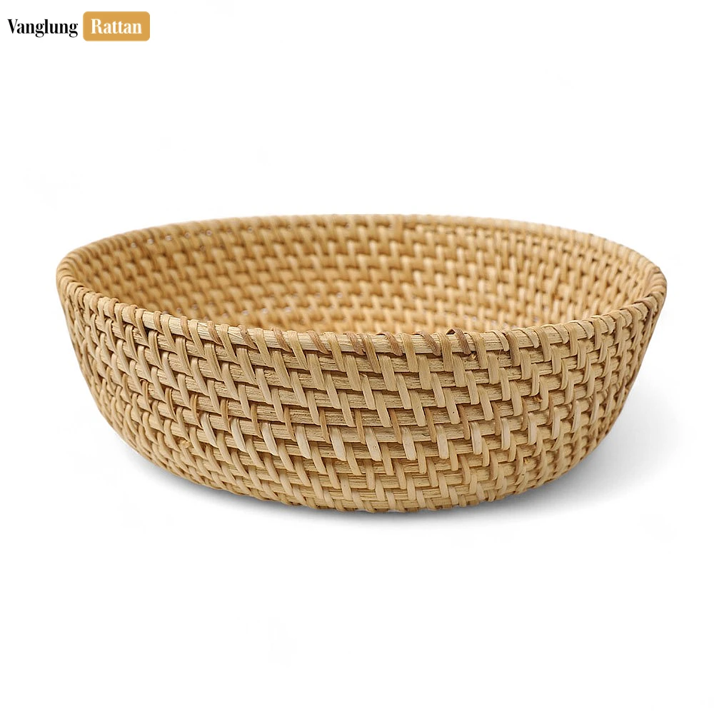 Rattan Export Handicraft Woven Tacha Straw Rattan Spiral Bowl - REX-TW01BL0014T