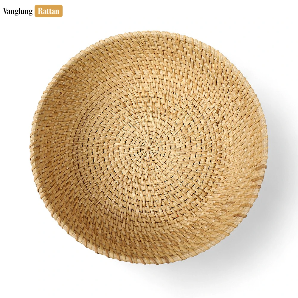 Rattan Export Handicraft Woven Tacha Straw Rattan Spiral Bowl - REX-TW01BL0014T