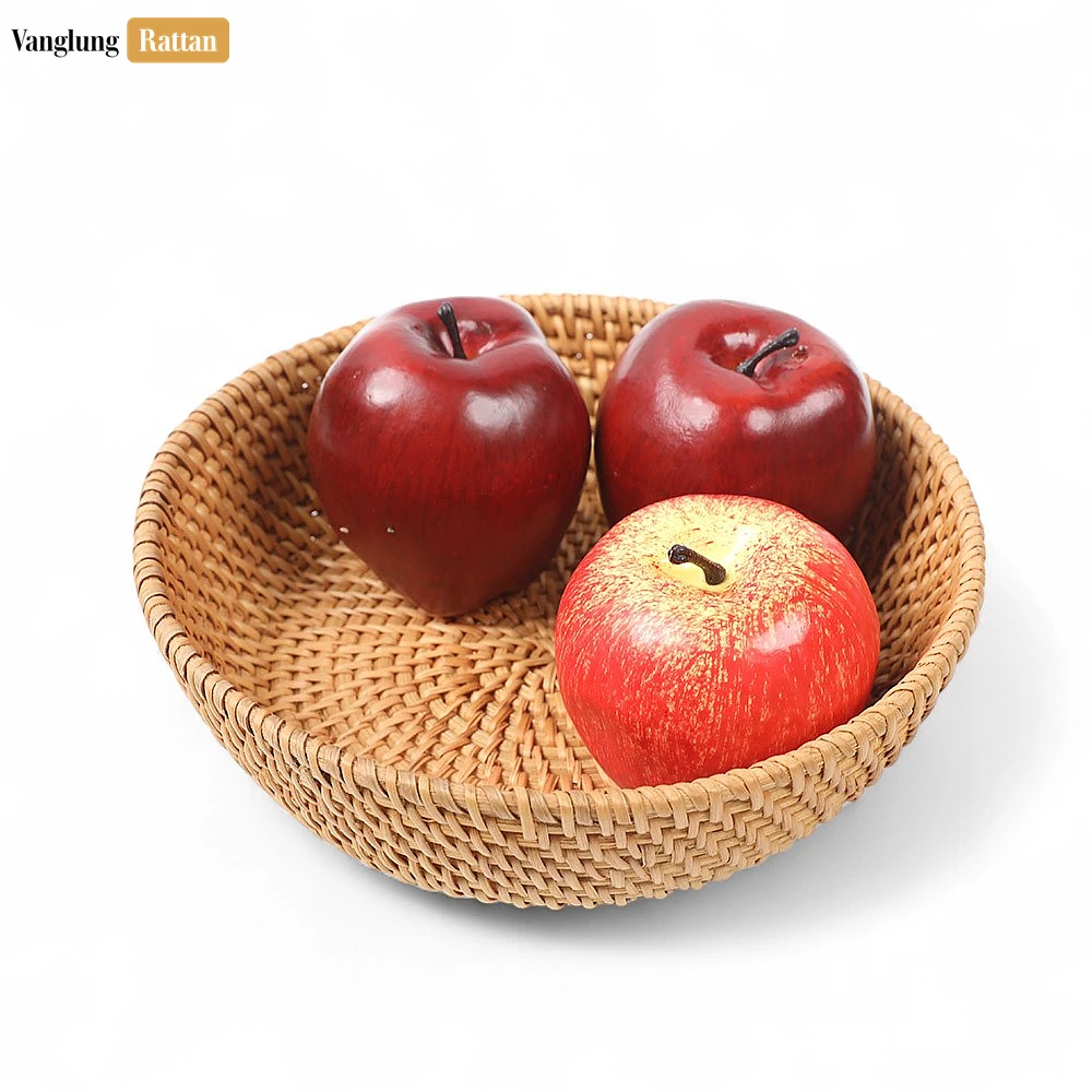 Rattan Export Handicraft Woven Natural Green Straw Rattan Spiral Bowl - REX-TW01BL0014N